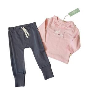 NWT Tiny Twig Organic 9-12M Frill Neck Tee Set
